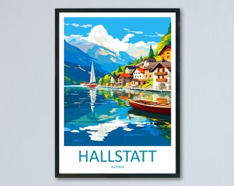 Hallstatt Lake Print Hallstatt Home Decor Art Print Austria Wall Art Alpine Mountain Gift Wall Hanging Hallstatt Scenery Poster Austria Art