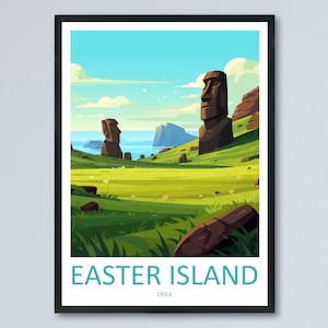Easter Island Travel Print Wall Art Easter Island Wall Hanging Home Decoration Easter Island Gift Art Lovers Wall Art Print Easter Island