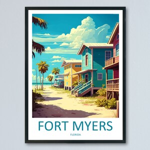Fort Myers Travel Print Wall Art Fort Myers Wall Hanging Home Décor Fort Myers Gift Art Lovers Florida Art Lover Gift Florida Print