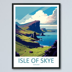 Impresión de viaje de la isla de Skye Arte de pared Colgante de pared de la isla de Skye Decoración del hogar Regalo de la isla de Skye Amantes del arte Regalo para amantes del arte de Escocia Isla de Skye