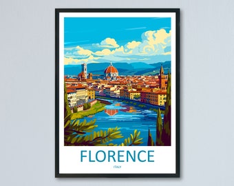May include: A colorful illustration of the city of Florence, Italy. The image shows the Arno River, the Ponte Vecchio bridge, and the Duomo. The text "FLORENCE ITALY" is at the bottom of the image.