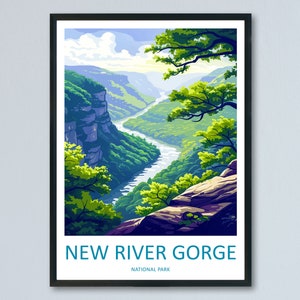 New River Gorge Print New River Gorge Home Décor National Park Art Print New River Gorge Wall Print For Park Gift Wall Hanging