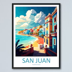 San Juan Travel Print Wall Art San Juan Wall Hanging Home Décor San Juan Gift Art Lovers Wall Art Caribbean Travel Print Poster