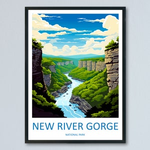 New River Gorge Print New River Gorge Home Décor National Park Art Print New River Gorge Wall Print For Park Gift Wall Hanging