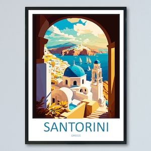Santorini Reise-Druck Wandkunst Santorini Griechenland Wandbehang Dekoration Santorini Geschenk Kunstliebhaber Wandkunst Santorini griechischen Print