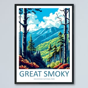 Great Smoky Mountains National Park Reise Print Wandkunst Great Smoky Mountains Nationalpark Wandbehang Home Décor Great Smoky Mountains