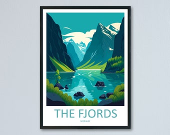 The Fjords Travel Print The Fjords Norway Home Décor The Fjords Art Print Norwegian Mountains Room Print For Scandinavian Mountains Gift Art