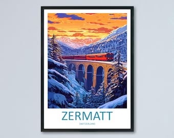 Zermatt Travel Print Zermatt Home Décor Zermatt Alps Art Print Zermatt Mountains Room Print For Swiss Mountains Gift Art Poster Art