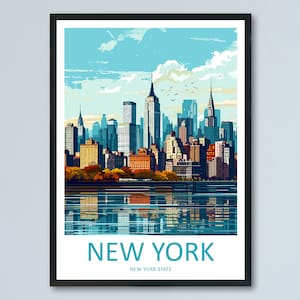Impresión de viaje de Nueva York Arte de pared Colgante de pared de Nueva York Decoración del hogar Regalo de Nueva York Amantes del arte Regalo de arte del estado de Nueva York Impresión para amantes