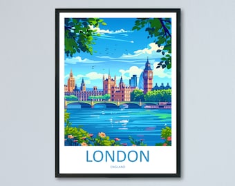 May include: A colorful illustration of the London skyline featuring the Houses of Parliament, Big Ben, and the River Thames. The text "LONDON" and "ENGLAND" are printed below the image.