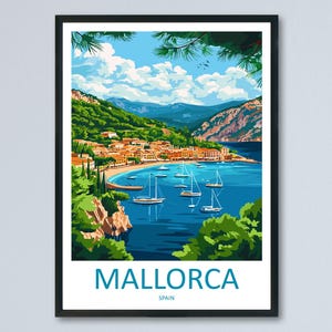 Mallorca Travel Poster Spain Wall Art Island View Print Coastal Scene Illustration Mediterranean Decor Mallorca Gift Souvenir