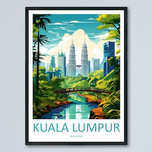 Kuala Lumpur reisafdruk muurdecoratie poster Kuala Lumpur reisafdruk kunst Kuala Lumpur illustratie Maleisië