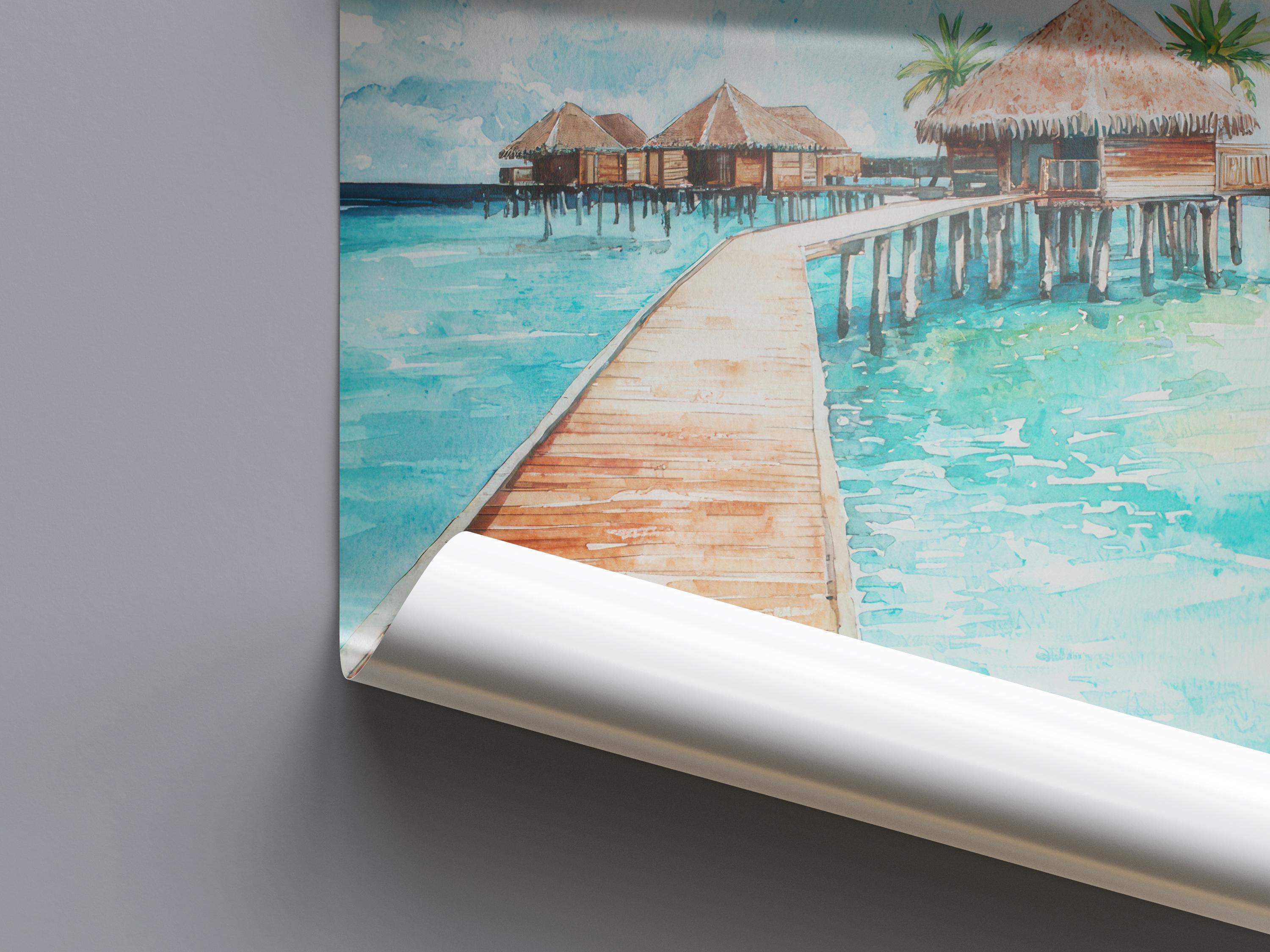 Maldives Watercolor Poster Maldives Travel Print Maldives Wall Art ...