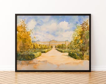 Wenen aquarel poster keizerlijke stad muurkunst Wenen muur hangend woondecoratie Wenen cadeau kunstliefhebbers Oostenrijk muurkunst