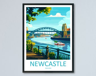 Newcastle Travel Print Wall Art Newcastle Wall Hanging Home Décor Newcastle Gift Art Lovers England Art Lover Gift Newcastle City Art Print