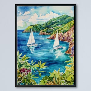 British Virgin Islands Watercolor Poster Wall Art British Virgin Islands Wall Hanging Home Décor British Virgin Islands Gift Art Lovers