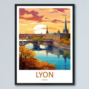 Lyon Print Lyon Wandkunst für Reise-Enthusiasten Geschenk Wandbehang Lyon Frankreich Wohnkultur hängen Lyon Reisedruck Wandposter Lyon Decor Art