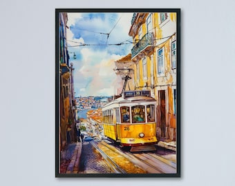 Lisbon watercolor poster Wall Art Lisbon Wall Hanging Home Décor Lisbon Gift Art Lovers Portugal Art Lover Gift Portugal wall art