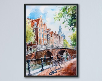 Amsterdam Watercolor Poster Wall Art Amsterdam Wall Hanging Home Décor Amsterdam Gift Art Lovers Netherlands Art Lover Gift