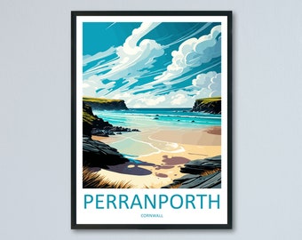 Perranporth Travel Print Wall Art Perranporth Wall Hanging Home Décor Perranporth Gift Art Lovers England Art Lover Gift Perranporth