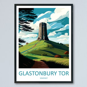 Glastonbury Tor Travel Print Wall Art Glastonbury Tor Wall Hanging Home Décor Glastonbury Tor Gift Art Lovers England Art Lover Gift