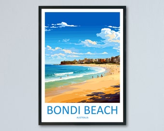 Impresión de viaje de Bondi Beach, arte de pared, colgante de pared de Bondi Beach, decoración del hogar, regalo de Bondi Beach, arte de pared para amantes del arte, póster de Australia