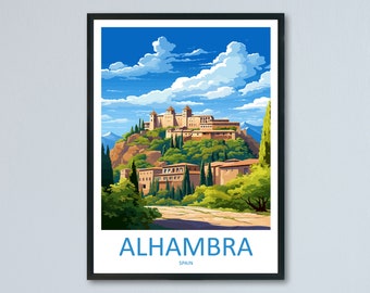 Alhambra Travel Print Wall Art Alhambra Wall Hanging Home Décor Alhambra Gift Art Lovers Spain Art Gift Alhambra Travel Poster art