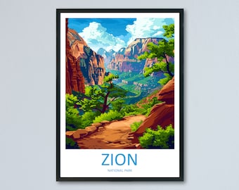 Zion National Park Travel Print Wall Art Zion National Park Wall Hanging Home Décor Zion National Park Art Lovers Utah Art Lover Gift