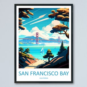 San Francisco Bay Region Reise-Druck Wandkunst San Francisco Bay Wandbehang Wohnkultur San Francisco Bay Geschenk Kunstliebhaber Kalifornien Kunst