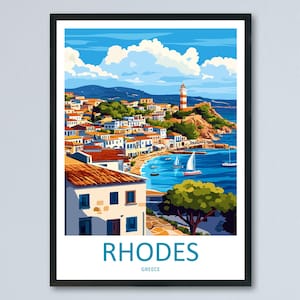 Rhodes Travel Print Wall Art Rhodes Greece Wall Hanging Home Decoration Rhodes Gift Art Lovers Wall Art Print Rhodes Greece Wall Poster Art