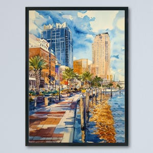 Tampa Watercolor Poster Wall Art Tampa Wall Hanging Home Décor Tampa Gift Art Lovers United States Wall Art