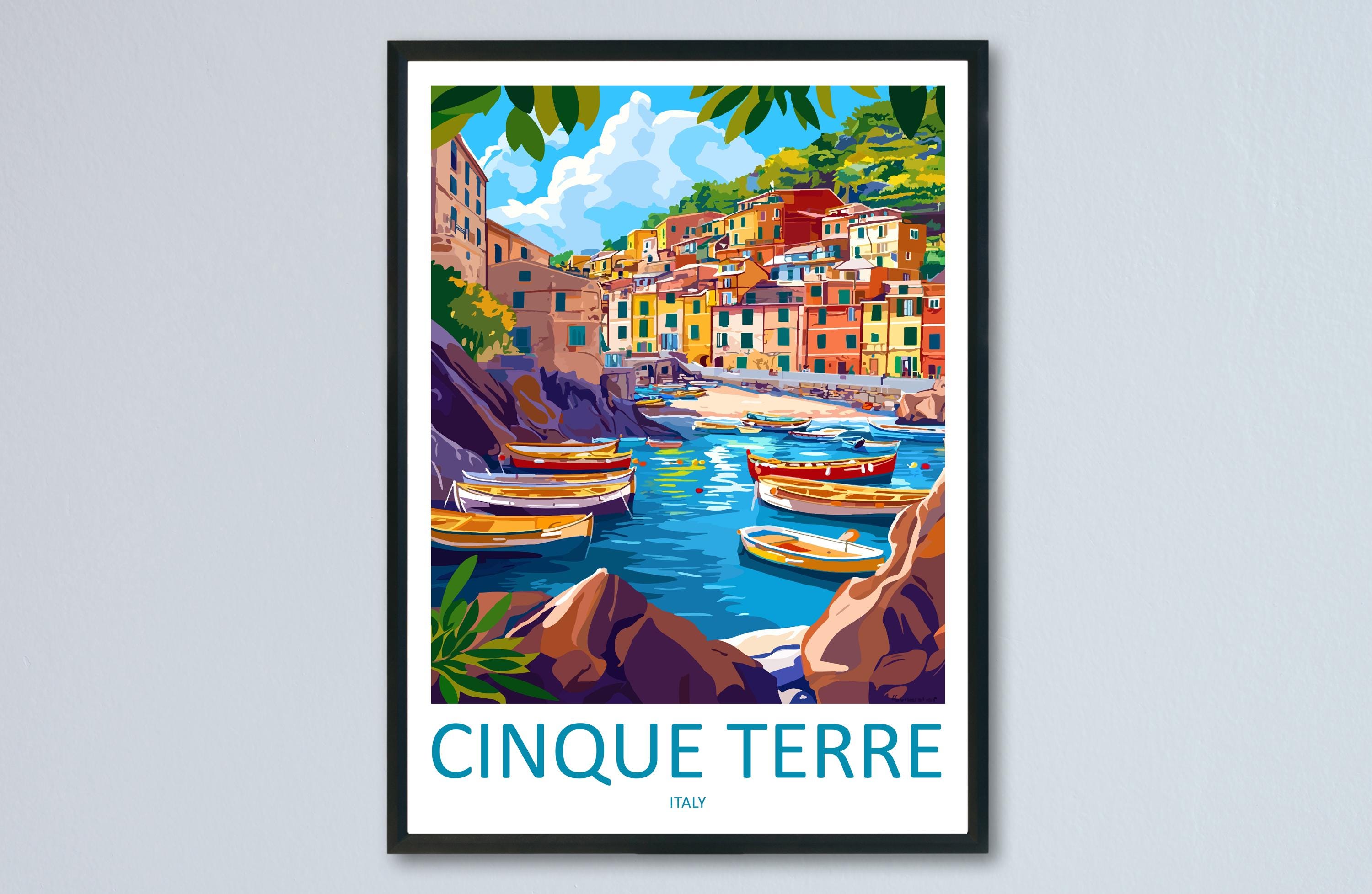 Cinque Terre Travel Poster Italy Wall Art Coastal Village View ...