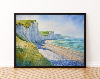 Eastbourne England Watercolor Poster Eastbourne Travel Print Sussex Coast Painting Seaside Town Wall Art UK Souvenir