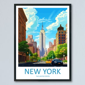 New York Travel Print Wall Art New York Wall Hanging Home Décor New York Gift Art Lovers New York State Art Gift Lover Print