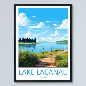 Impresión de viaje del lago Lacanau, arte de pared, colgante de pared del lago Lacanau, decoración del hogar, regalo del lago Lacanau, arte de pared para amantes del arte, impresión artística, póster de regalo