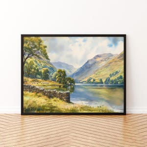 Lake District Watercolor Poster Landscape Wall Art Lake District Wall Hanging Home Décor Lake District Gift Art Lovers United Kingdom Art