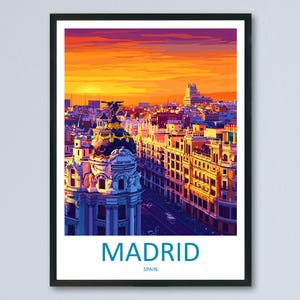 Madrid Travel Poster Spain Wall Art City View Print Historic Centre Illustration European Decor Madrid Gift Souvenir Scene