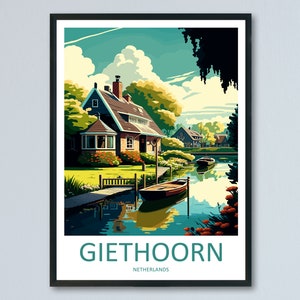 Giethoorn Travel Print Wall Art Giethoorn Wall Hanging Home Décor Giethoorn Gift Art Lovers Netherlands Art Lover Gift Giethoorn Art