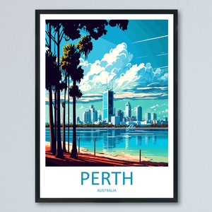 Perth Travel Print Wall Art Perth Wall Hanging Home Décor Perth Gift Art Lovers Wall Art Australia Travel Print Perth Australia Art