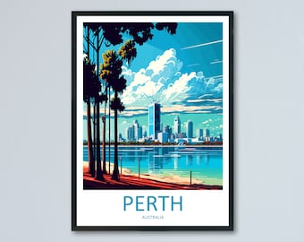 Perth Travel Print Wall Art Perth Wall Hanging Home Décor Perth Gift Art Lovers Wall Art Australia Travel Print Perth Australia Art