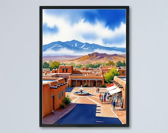 Santa Fe watercolor poster Wall Art Santa Fe Wall Hanging Home Décor Santa Fe Gift Art Lovers New Mexico Art Lover Gift New Mexico wall art