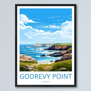 Godrevy Point Travel Print Wall Art Godrevy Point Wall Hanging Home Décor Godrevy Point Gift Art Lovers England Art Lover Gift Godrevy Point
