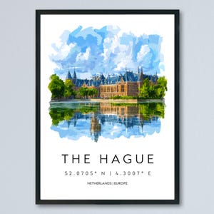 The Hague Watercolor Poster Wall Art The Hague Wall Decor Home Décor The Hague Gift Netherlands Art Lover Gift, Travel Souvenir Print