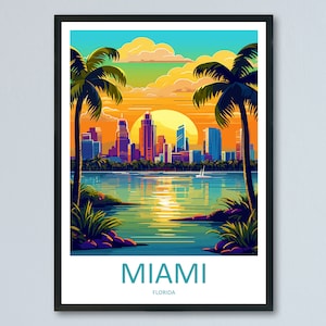 Miami Travel Print Wall Art Miami Wall Hanging Home Décor Miami Gift Art Lovers Florida Art Lover Gift Florida Print