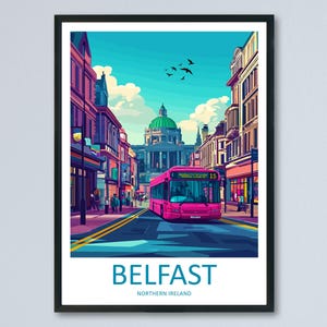 Belfast Travel Poster Northern Ireland Wall Art Cityscape Print Titanic Quarter Illustration Urban Decor Belfast Gift Souvenir Scene