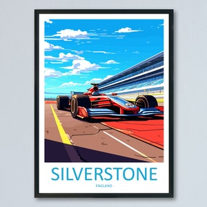 Racing Travel Print Wall Decor Silverstone Circuit Poster Motorsport Travel Print Art Print Racing Illustration England Race car Art