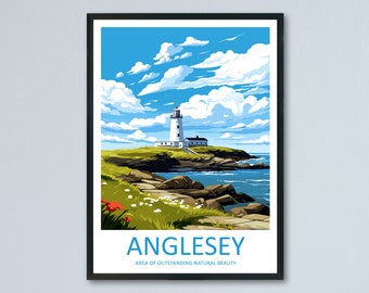 Anglesey Travel Print Wall Art Anglesey Wall Hanging Home Decor Anglesey Gift Art Lovers Wall Art AONB Wall Print AONB Travel Poster