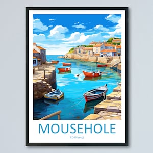 Mousehole Travel Print Wall Art Mousehole Wall Hanging Home Décor Mousehole Gift Art Lovers England Art Lover Gift Mousehole Poster