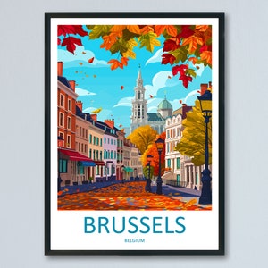 Impresión de viaje de Bruselas Arte de pared Colgante de pared de Bruselas Decoración del hogar Regalo de Bruselas Amantes del arte Regalo para amantes del arte de Bélgica Decoración de pared de Bruselas