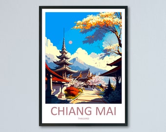 Chiang Mai Reise Print Wand Kunst Chiang Mai Wandbehang Haus Dekoration Chiang Mai Geschenk Kunstliebhaber Wand Kunst Thailand Reise Print Geschenk
